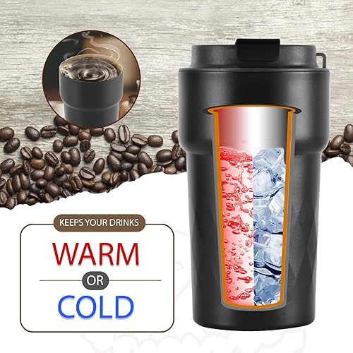 Miniatura 3 de Taza de café de viaje a prueba de derrames, de 16 onzas, taza de café aislada para llevar, vaso térmico para café caliente, taza de viaje de café