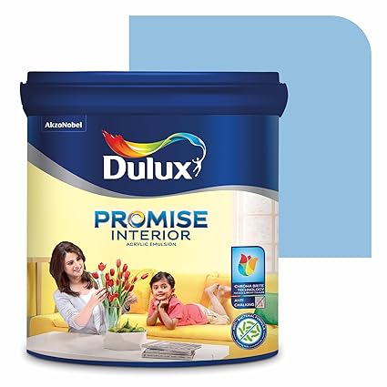 Dulux Promise Interior Emulsion Paint (10L, Blue Collar) | Brighter & Longer-Lasting Colors | Rich Finish | Chroma Brite Technology | Anti-Chalk | Water-Based Acrylic Paint