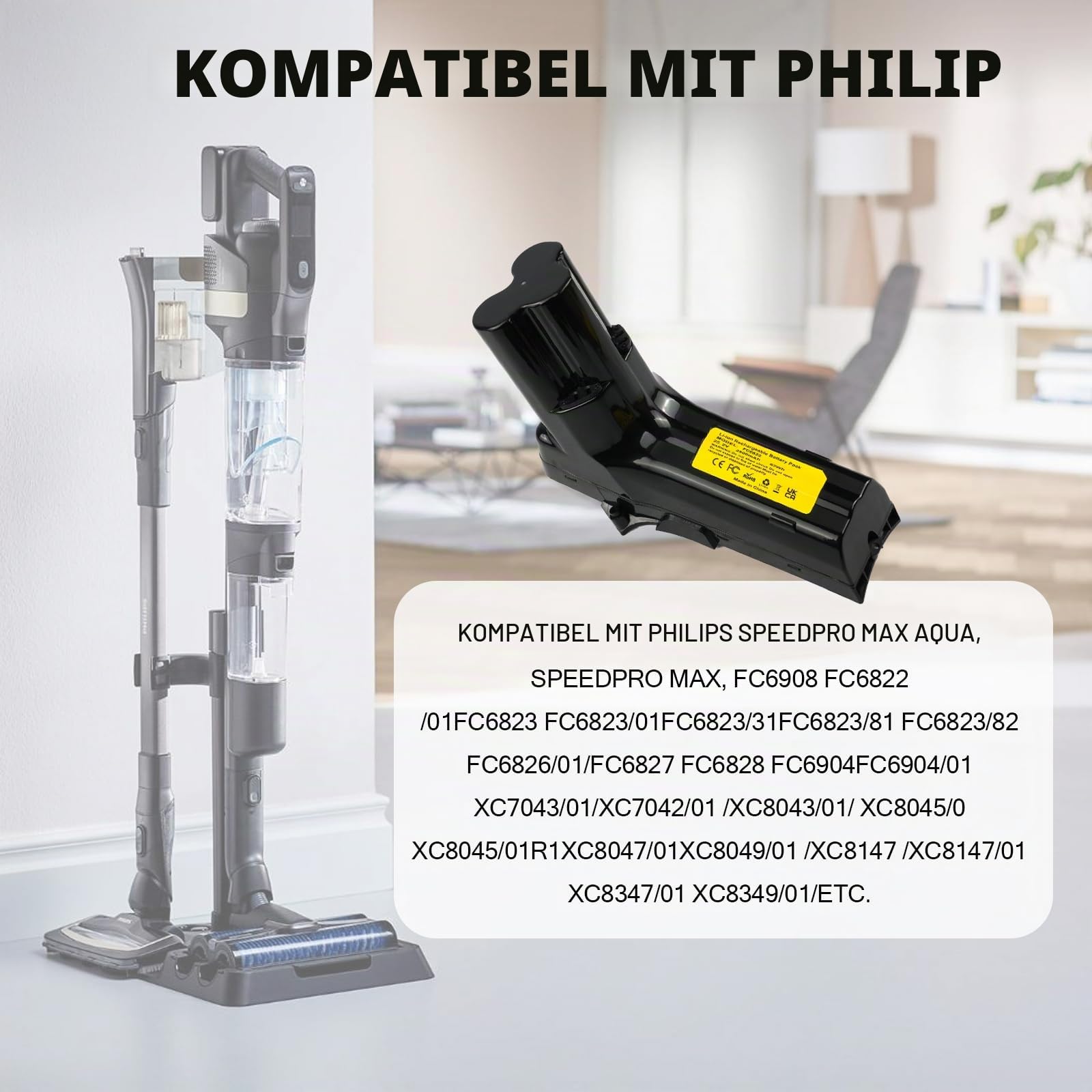 Kompatibel Philips FC6822 FC6823 FC6826 FC6904 Akku SpeedPro Max 63Wh