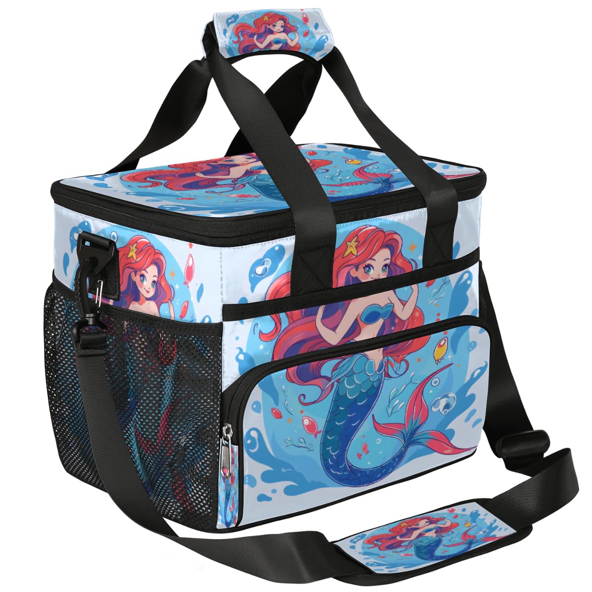 Mermaid Insulated Picnic Backpack Lunch Box for Women Men Picnic Basket Tote Lunch Bag Picnic Bag Portable Lunch Bags for Picnic, Beach, Work, Trip,Office, Camp Beach Pretty Mermaid