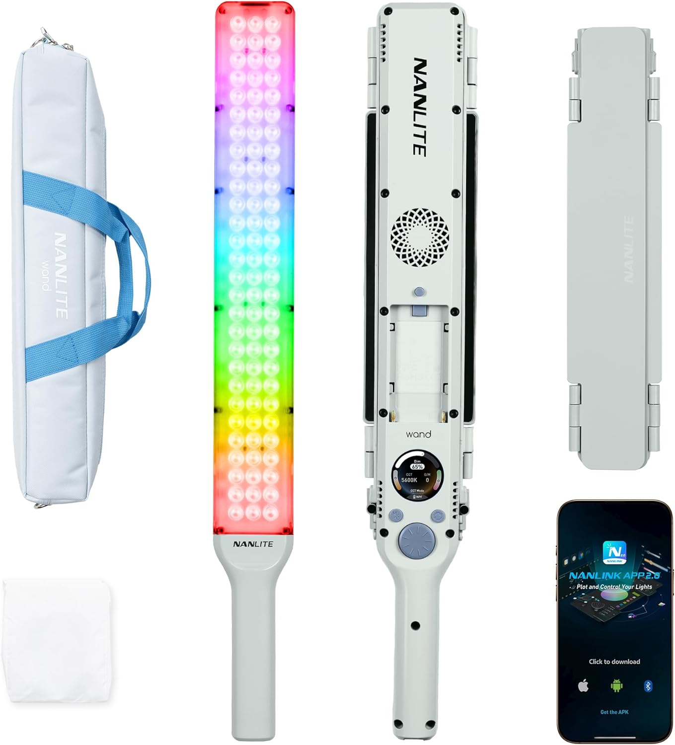 NANLITE Wand RGBW LED Light Stick 2700–7500K Bi-Color, App & Onboard Control, Lightweight Handheld Video Lighting for Content Creators, Vloggers, Photographers & Filmmakers (Mint Blue)