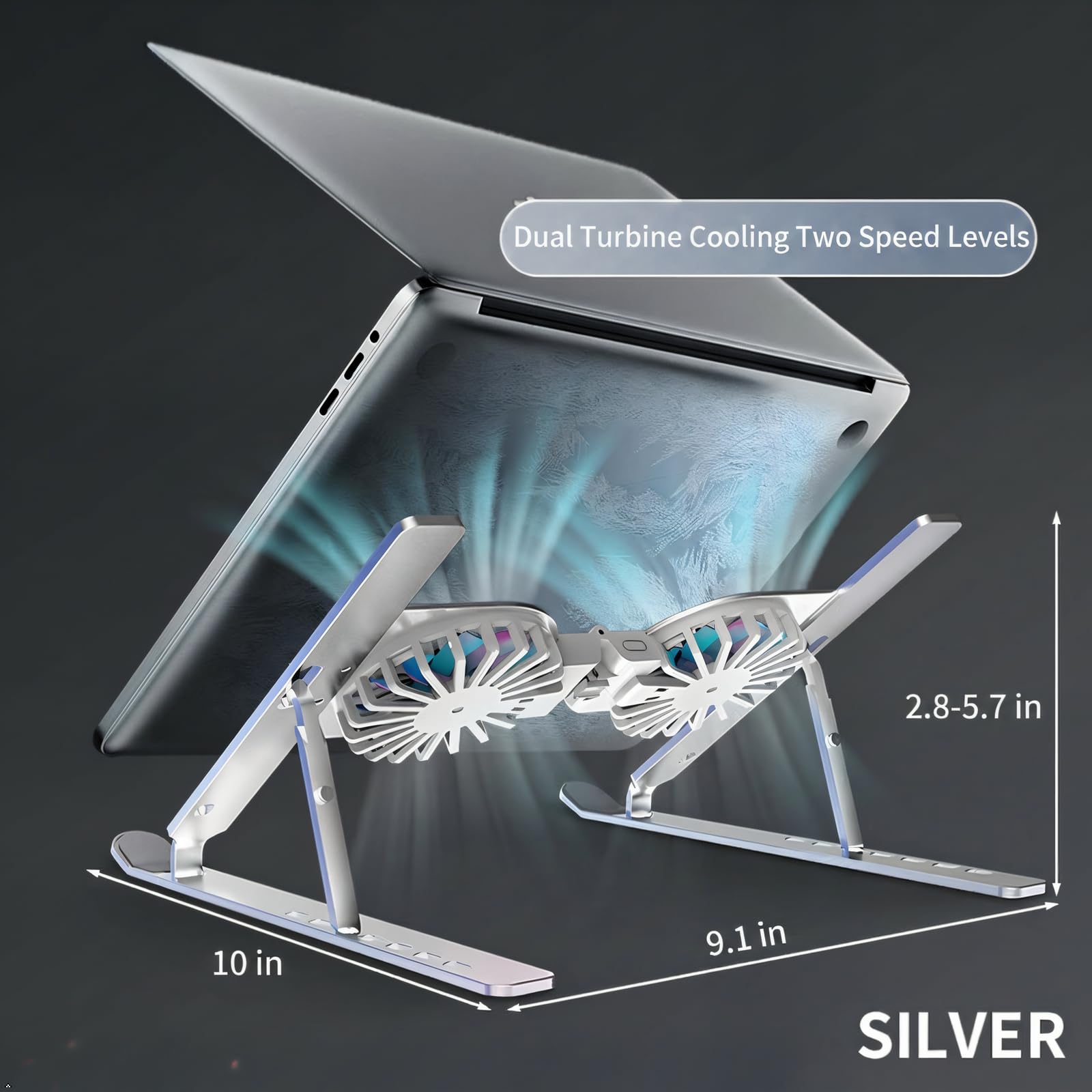 Soporte de refrigeración para portátil, doble ventilador, RGB, altura