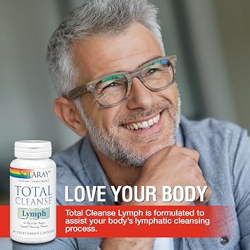 SOLARAY Total Cleanse Lymph - Herbal Wellness Complex - Ginger Root, Echinacea, Yerba Mate, Burdock Root, Red Clover, Gotu Kola and Horse Chestnut Supplement, 60 VegCaps, 30 Servings | Lymphatic & Antioxidant Support - Red Clover, Echinacea & Ginger - 60 Servings - Lab Verified