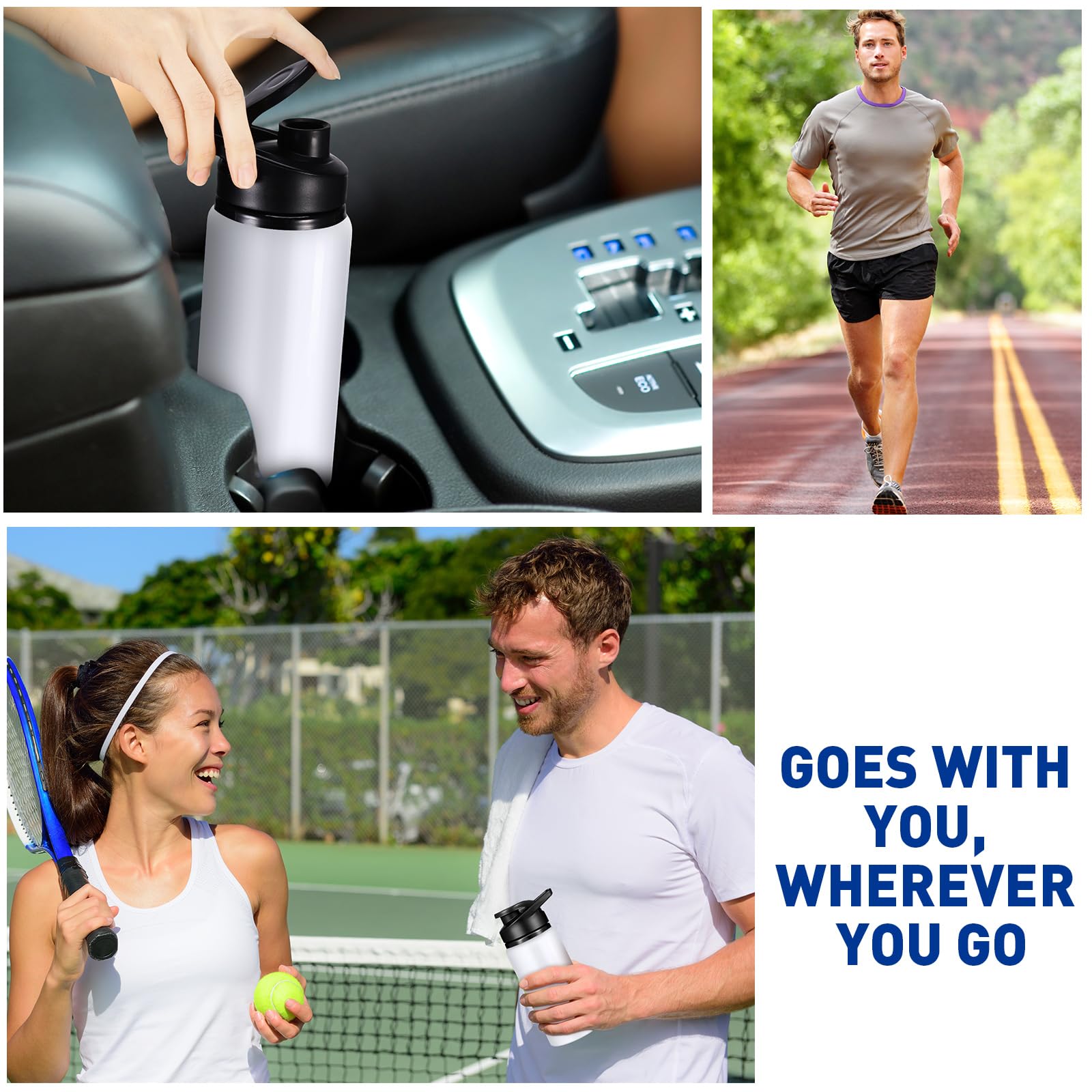 Mimorou Wiederverwendbare Aluminium-Wasserflaschen, 383 ml, für Outdoor-Sport, Multipack, Reiseflaschen für Fitnessstudio, Wandern, Radfahren, Camping, Angeln, Schnappdeckel, Weiß, 10 Stück