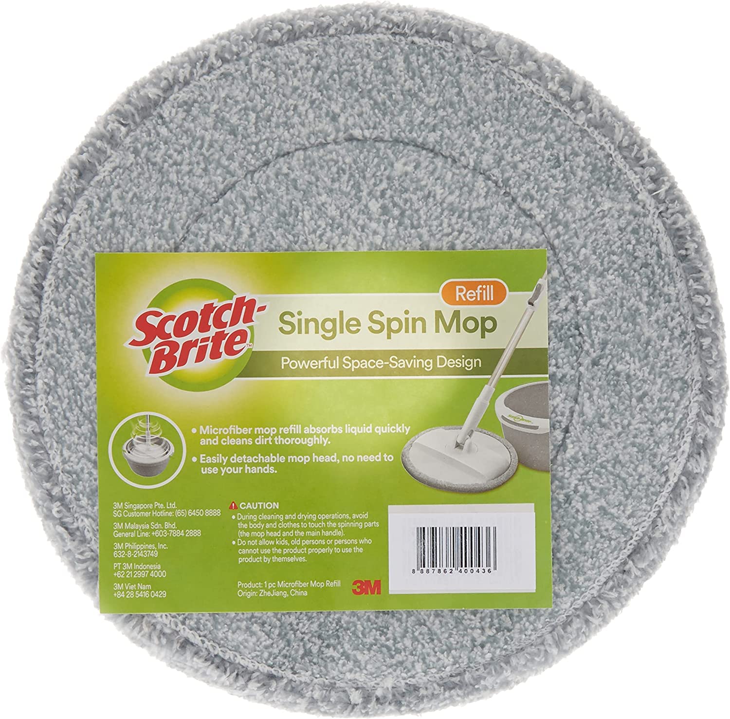 Scotch-BriteMicrofiber Spin Mop Refill, 1 unit/pack | It absorbs liquid quickly | cleans dirt thoroughly | to use in 2-in-1 bucket spin, rinsing and drying of mop in a single bucket | Cleaining Mop