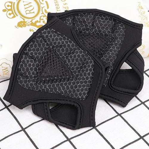 Miniatura 9 de ABOOFAN Guantes de gimnasio antideslizantes de silicona sin dedos con palma acolchada y correa para la muñeca para hombres y mujeres que absorben la