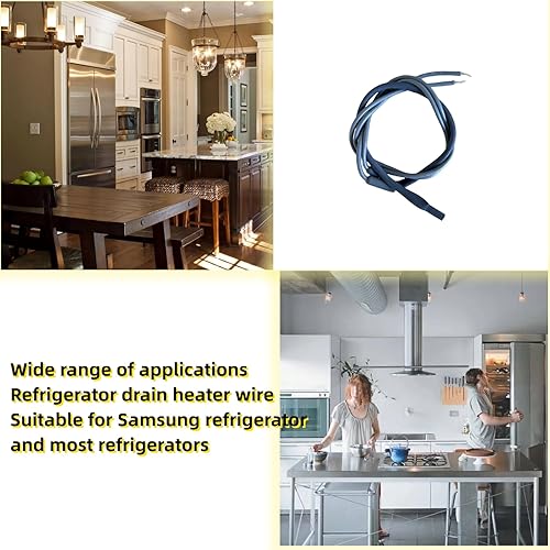 Miniatura 7 de Bobina de calefacción secundaria SH502 mejorada para drenaje y calentador de puerta, 32 pulgadas de largo, 120 V 15 W, para descongelación de