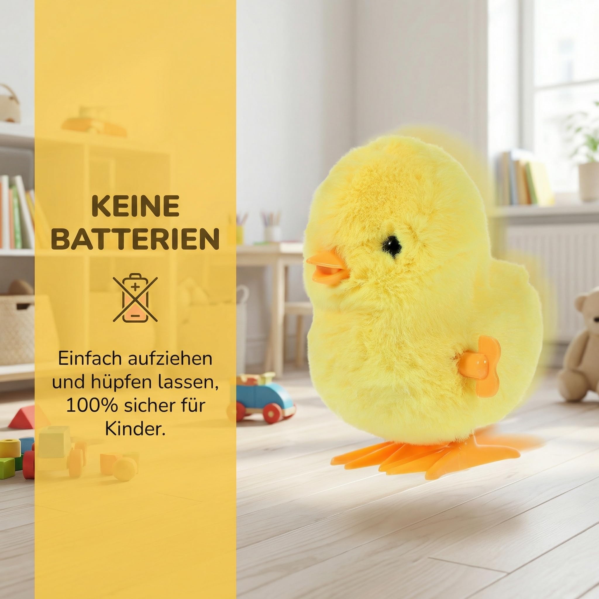 Küken Aufziehbares Spielzeug: -Aufzieh-Springen Niedliches Hähnchen Plüsch-Küken-Spielzeug Ausgestopfte Hasen-Puppe Kinder-Partybevorzugungen Osterkörbchen Stuffer Gelb