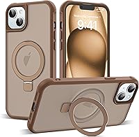 Vista 73 de Funda de grado militar compatible con iPhone 14 Plus de 6.7 pulgadas, con soporte magnético invisible tipo anillo, compatible con MagSafe y gran
