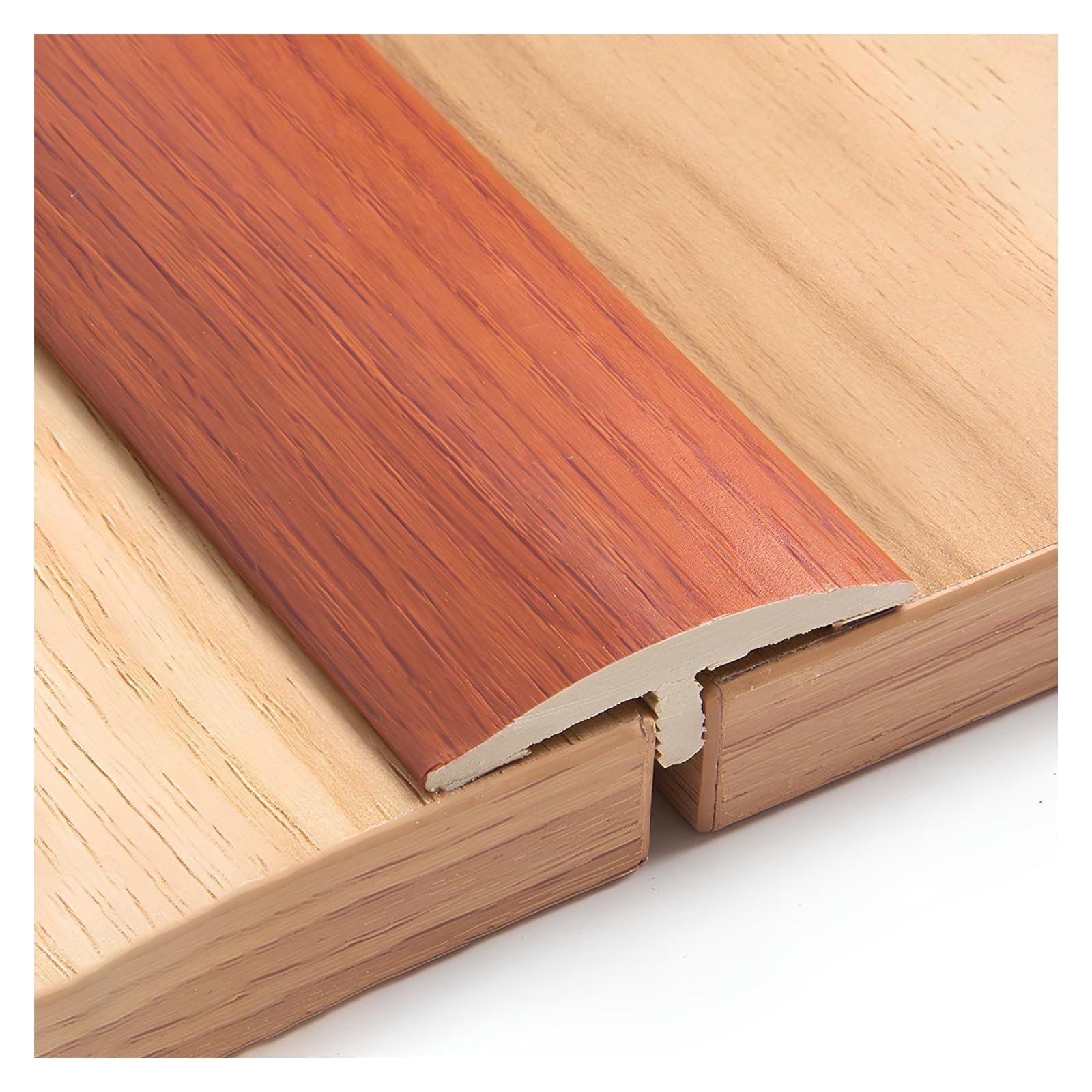 PVC T-Shape Floor Transition Strip 36", Self-Adhesive Doorway Threshold Trim, Flat Edge Divider For Laminate, Vinyl, Wood & Tile, Smooth Finish(Rosewood color)