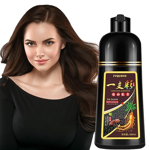 Champú de tinte para el cabello 3 en 1 para cabello gris, champú instantáneo de color de cabello para mujeres y hombres, tinte para cabello castaño