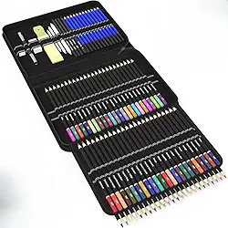 Conjunto de lápis de arte profissional com 95 peças, Kit de esboços para caderno de desenho, aquarela, grafite, metal, lápis de carvão para artistas iniciantes adultos e crianças adolescentes Premium