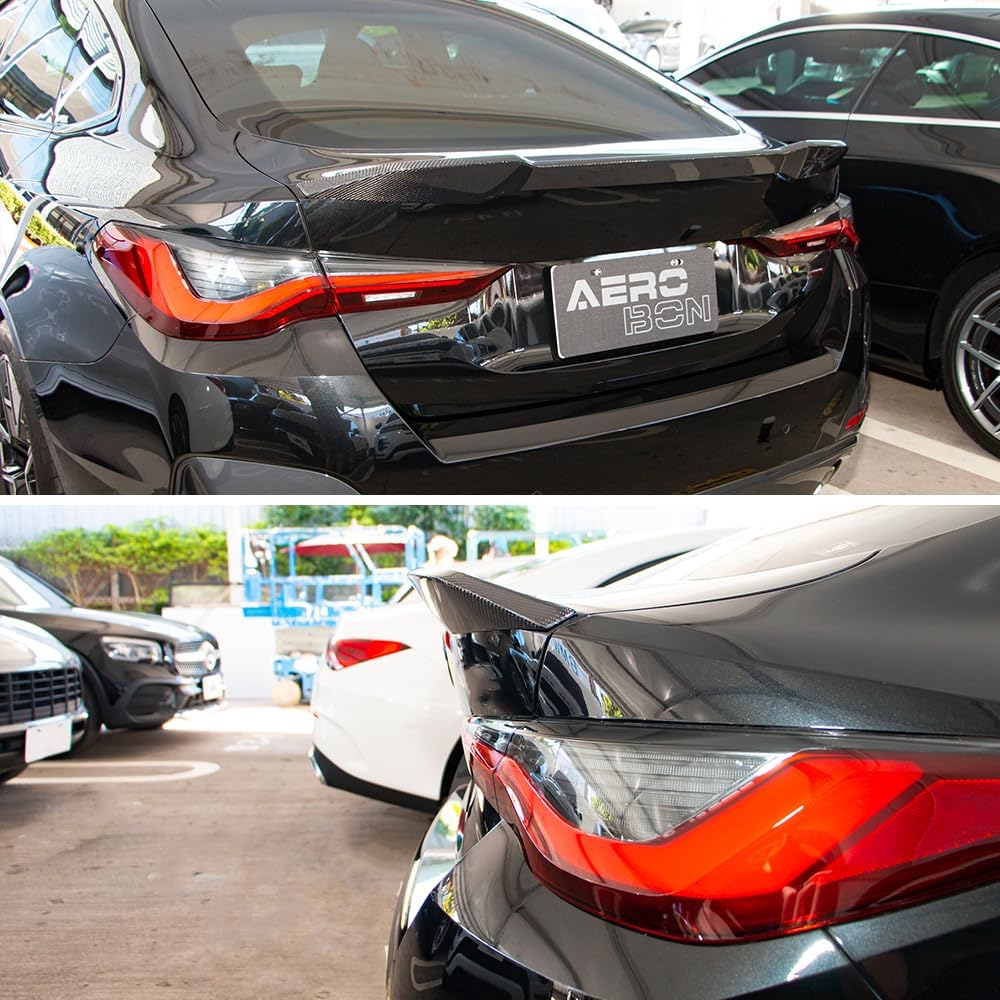 AeroBon Real Carbon Fiber Trunk Spoiler Compatible with 2021-2026 BMW 4 Series G26 Gran Coupe and i4 Rear Spoiler (G26MP Style)