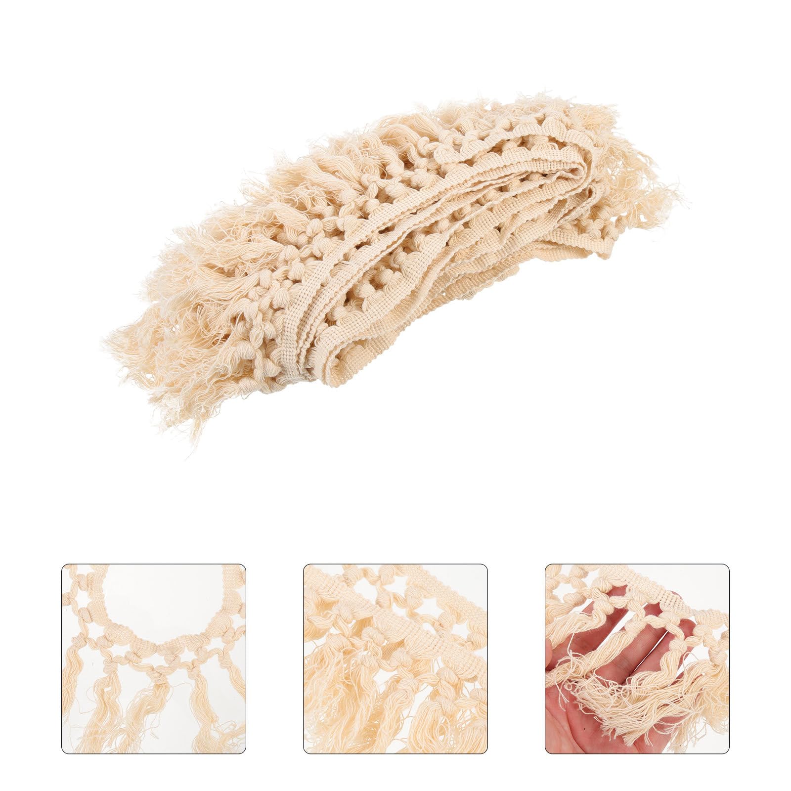 CALLARON Selbstgemacht Spitzenborte Quastenspitze Beige Polyester 5m Dekorative Fransen für Kleidung Geschenkbeutel Basteln