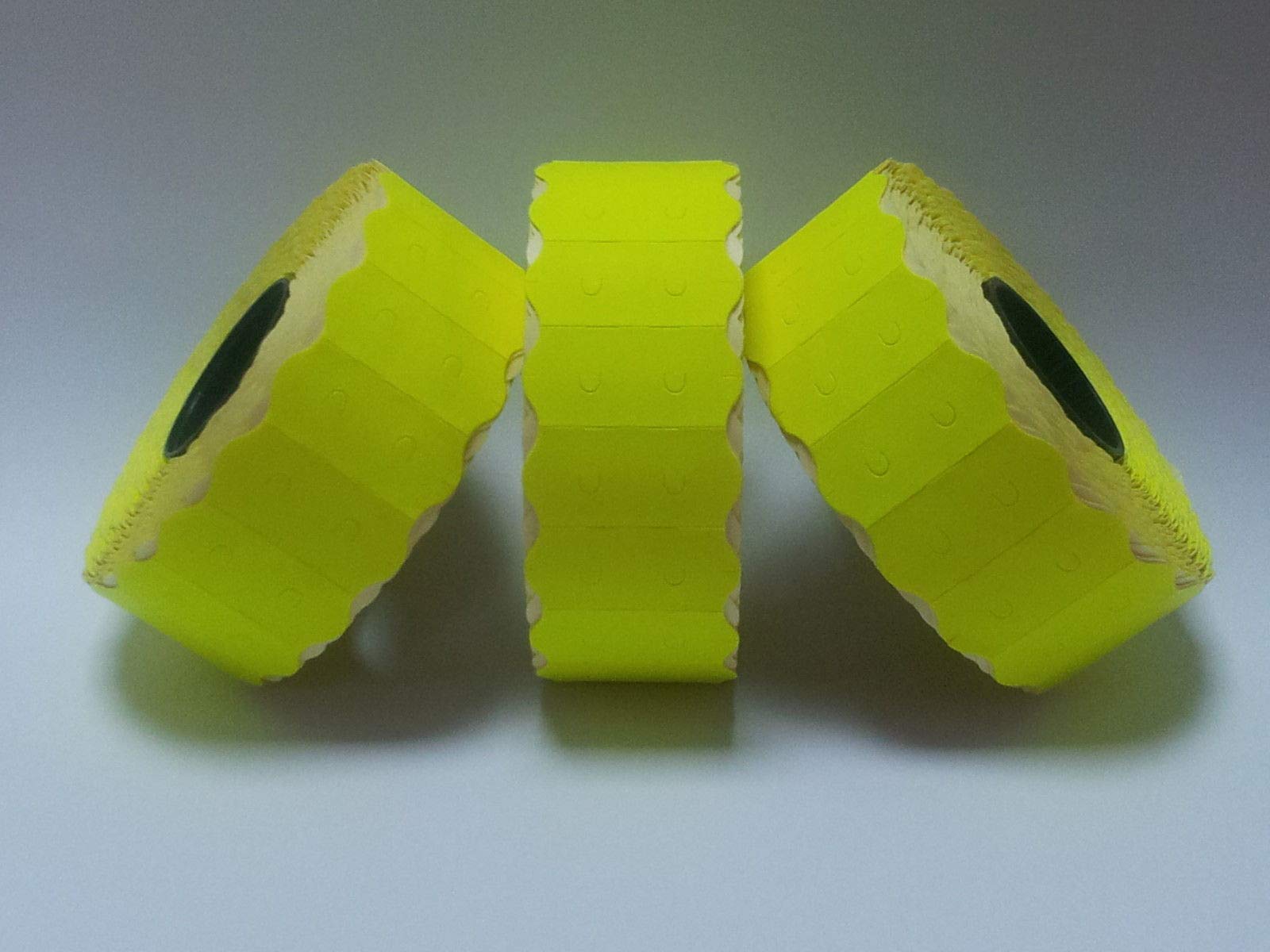 Gato CT4 26mm x 12mm Sato Kendo 26 / Samark 26 Price Gun Labels Fluorescent Yellow 10 Rolls 15,000 Labels
