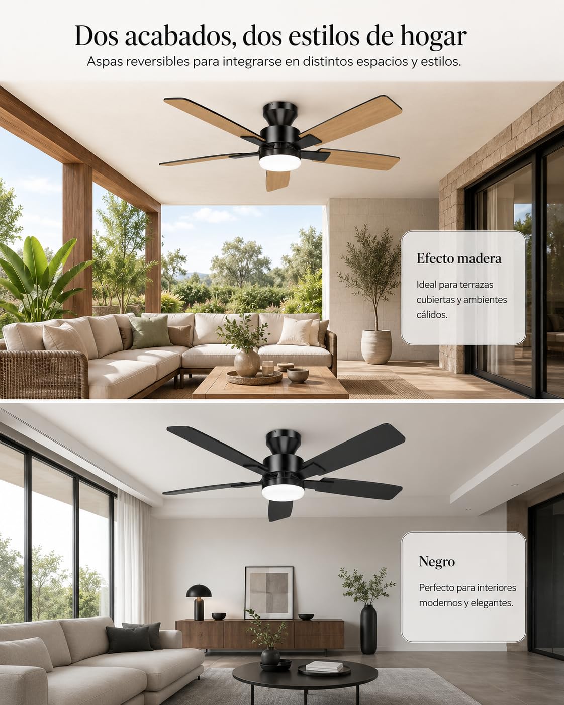Airwit 132cm Gran Flujo de Aire Ventilador de Techo con Luz, Silencioso Ventilador Techo con Mando a Distancia, 6 Velocidades, Lampara LED Regulable, Motor DC Reversible para Dormitorio Salon Cocina