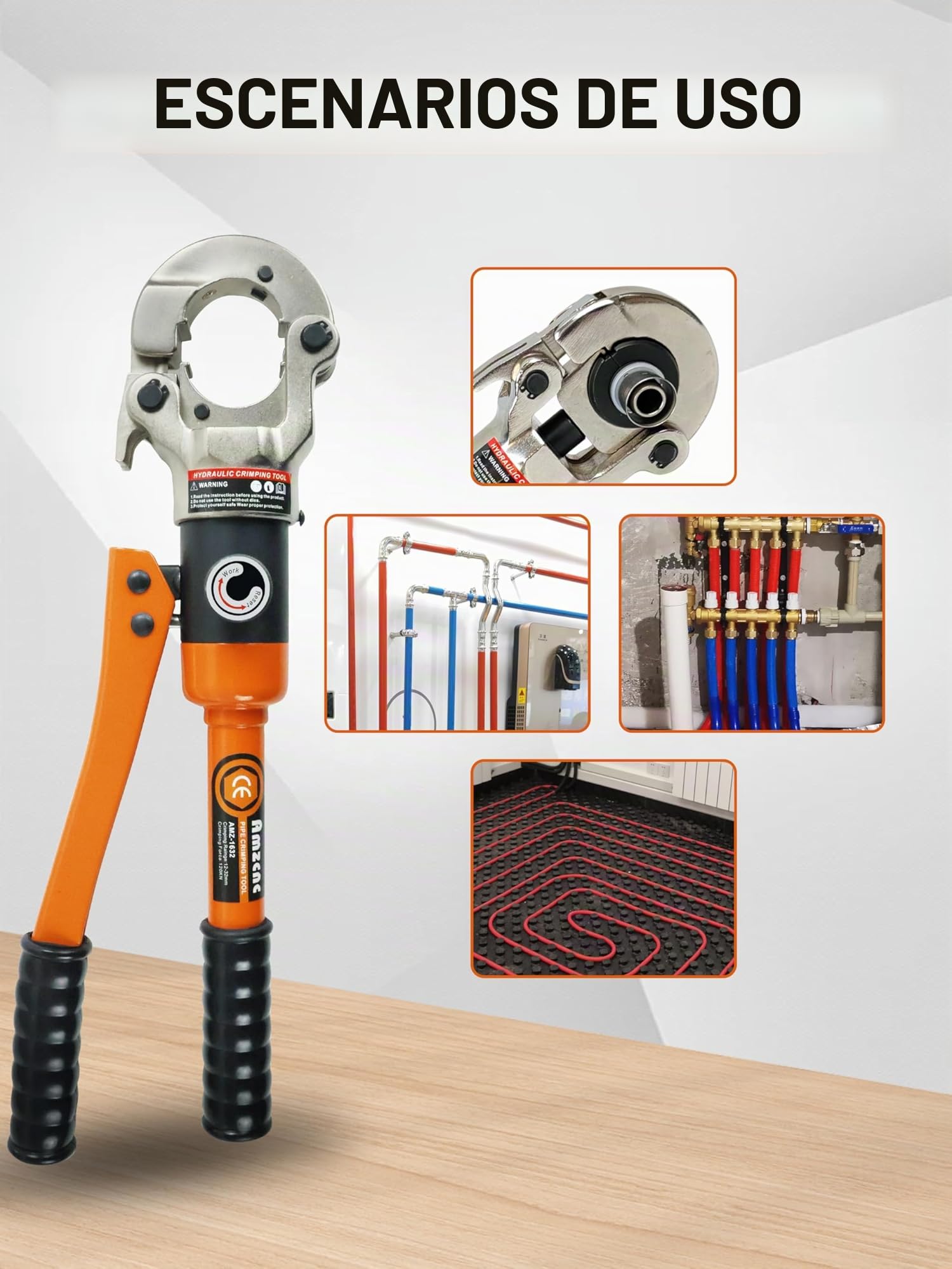 AMZCNC Alicates Prensadores de Tuberías, Crimpadora Hidráulica Multicapa ΦTH16-20-26-32 mm, Para Tubos de Tuberías multicapa, tuberías de aluminio-plástico, tuberías compuestas y tuberías de plástico.