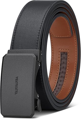 VANNANBA Ratchet Belt for Men Click Belts Microfiber Leather Alloy Buckle for Dr