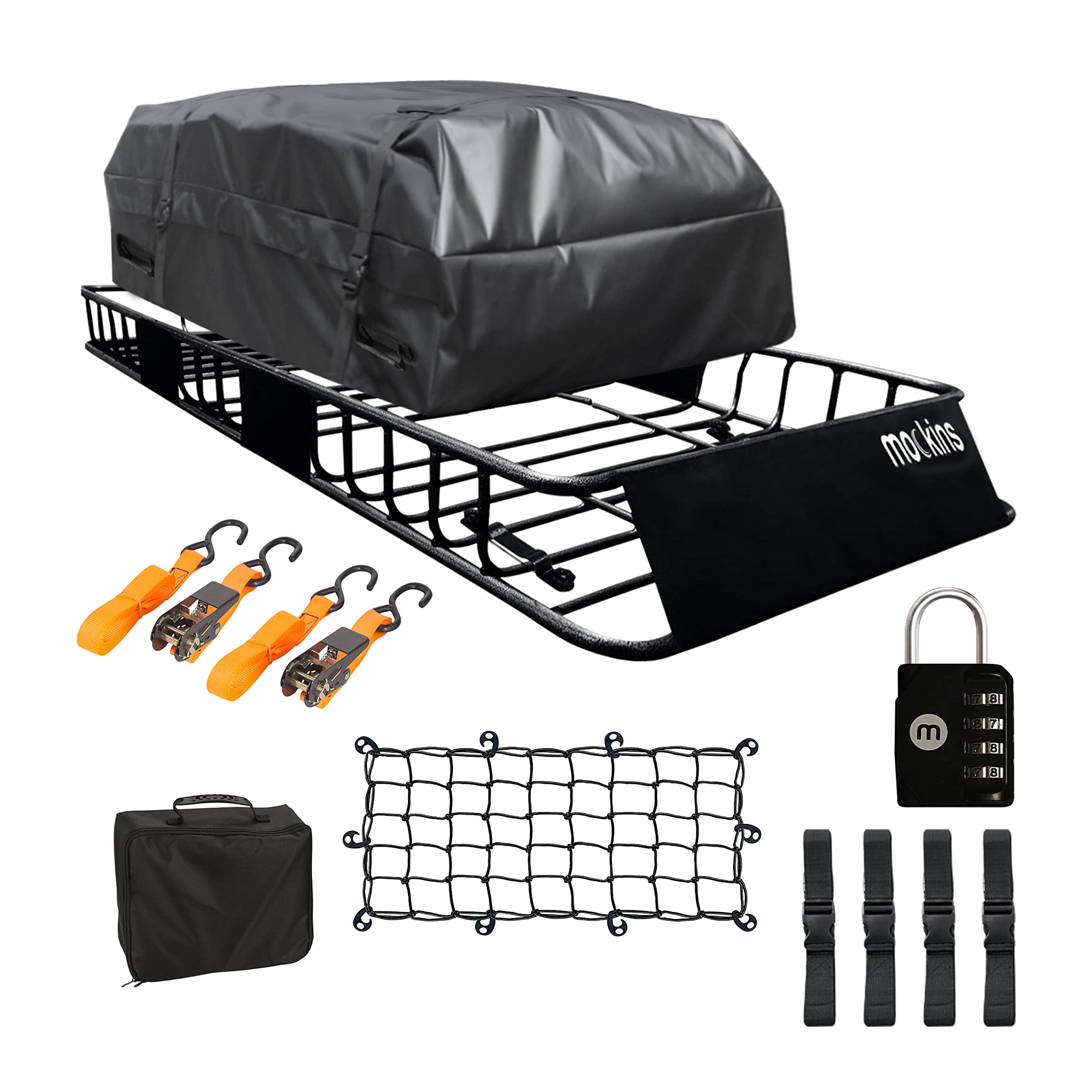 Buy Mockins 64" x 39" x 6" Cargo Basket Roof Rack 250 lb Capacity Extendable Rooftop Carrier