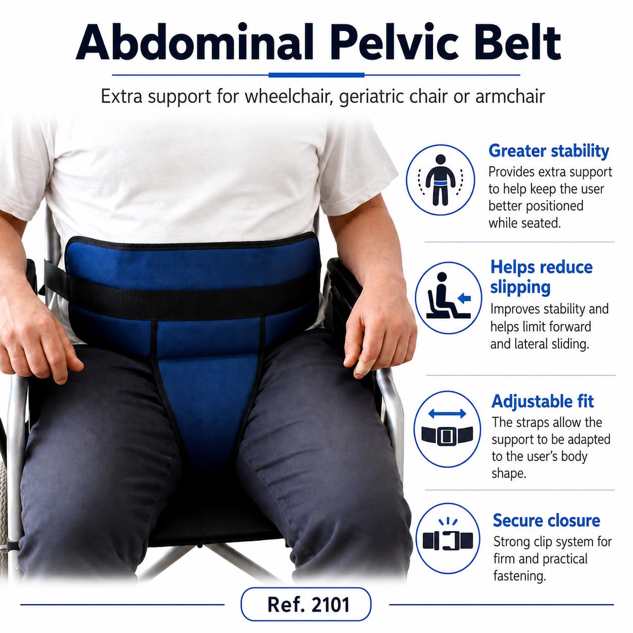 Cinturón de Sujeción Pélvico para Silla de Ruedas - Acolchado y Ajustable – Arnés Perineal para Mayor Seguridad - Talla Única