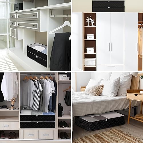 Miniatura 7 de Fixwal Bolsas de almacenamiento negras para debajo de la cama con ventana transparente y 2 asas reforzadas debajo de la cama, contenedores de