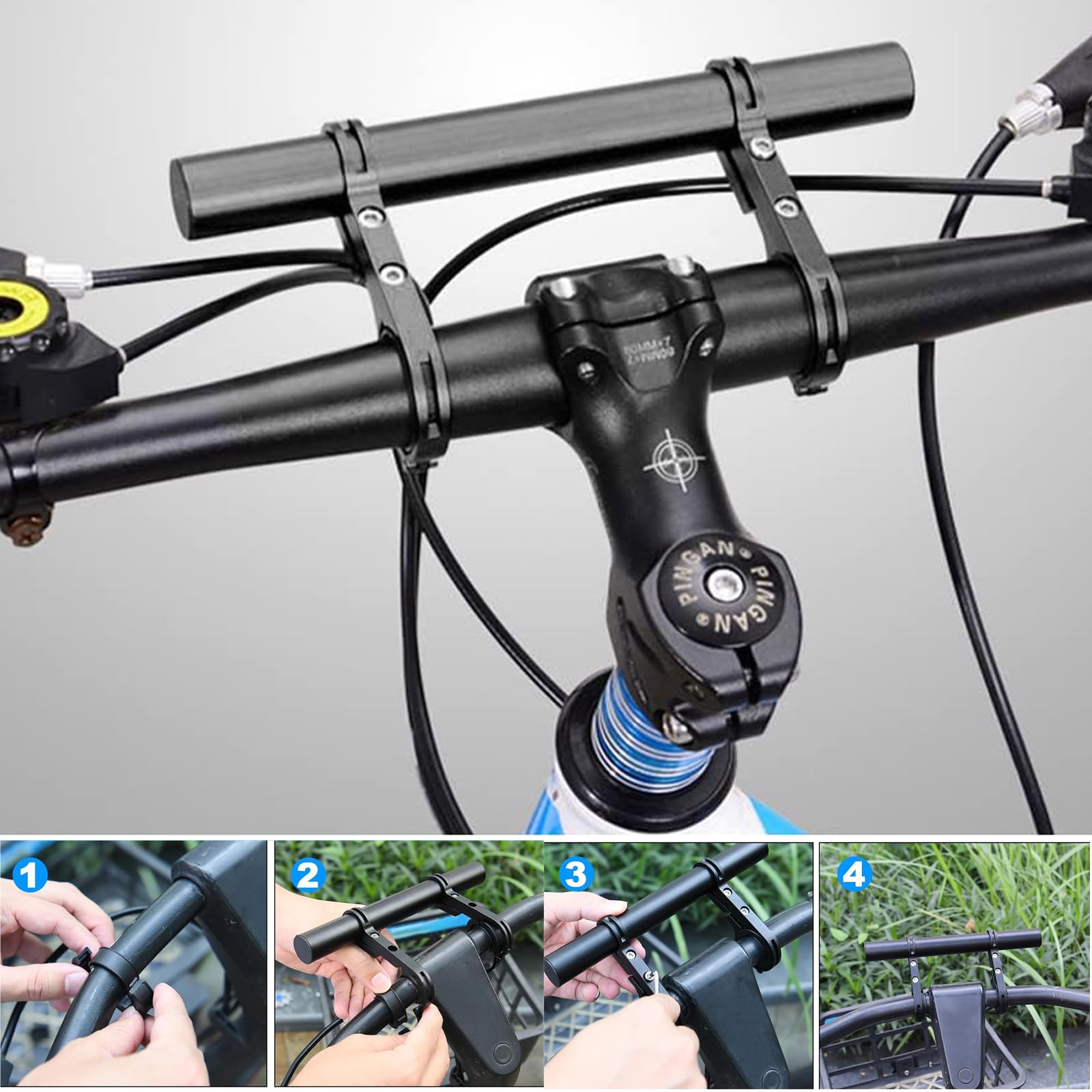Support D'extension En Aluminium En Z Pour Guidon - Compatible Miroir 10 Mm, Téléphone, Projecteur - Pour Vélo, Moto, Scooter