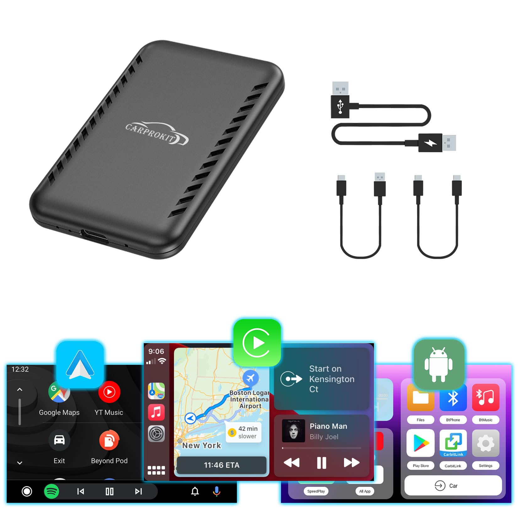 CPK888 Wireless CarPlay Android Auto Screen Mirroring Adapter, Android 11.0 Magic CarPlay AI Box, Support YouTube Netflix Disney+ Hulu, for 2017-2024 Cars with Factory Wired CarPlay