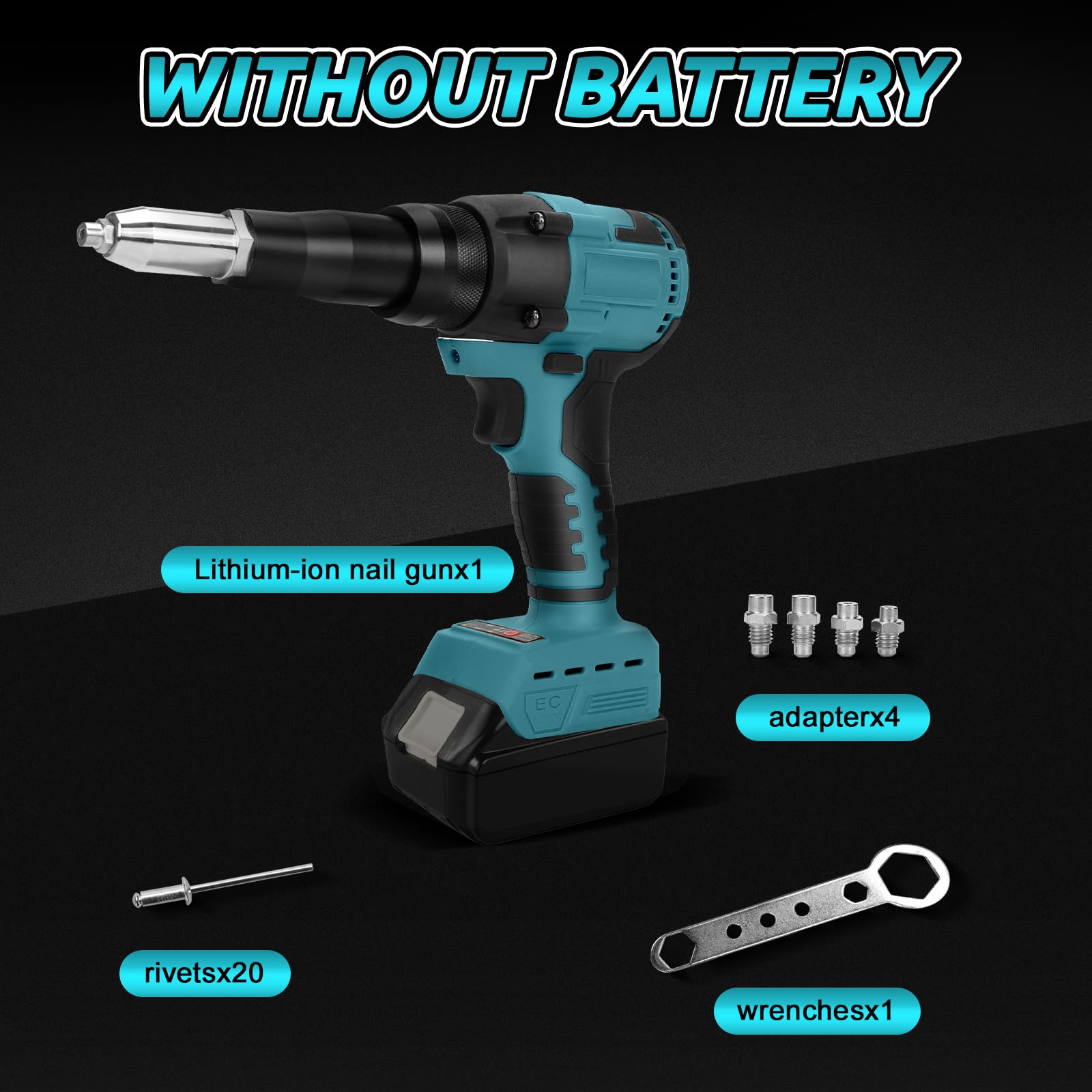 Pistolet à rivets électrique sans fil CIKONIELF - Modèle bleu 18V sans Pistolet à rivets électrique sans fil CIKONIELF - Modèle bleu 18V sans