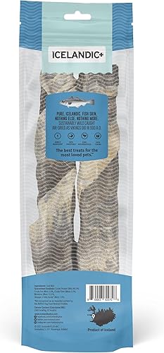 Vista 8 de Icelandic+ Bacalao Skin - Palito masticable corto envuelto a mano para perro, paquete de 3, bolsa de 2.8 onzas