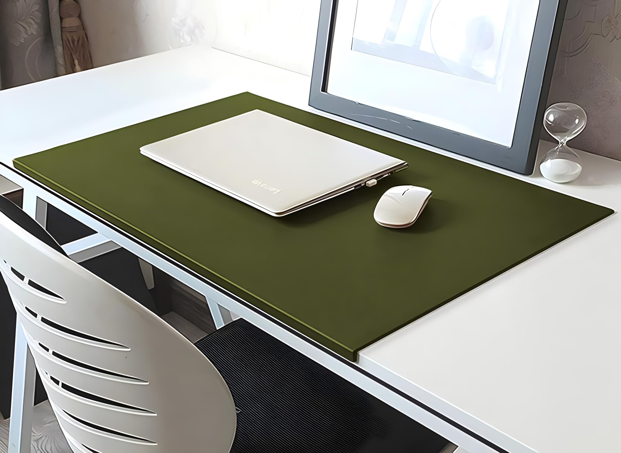 Mouse Pad Desk Mat with Edge Protector, PU Leather Office Home Desk Pad with Fixation Lip, Smooth Gaming Mouse Mat Non Slip Writing Pad-100x50cm-Green — image 1