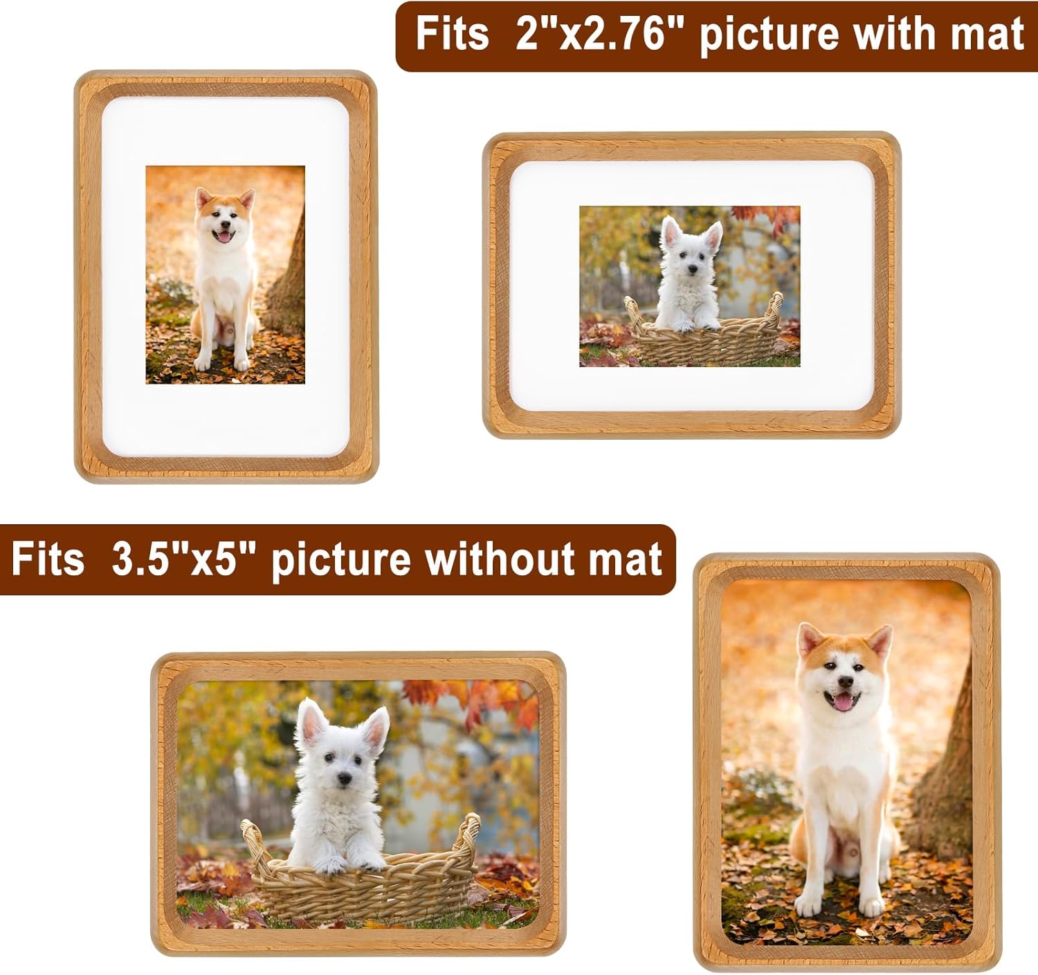 5x3.5 inch Natural Wood Picture Frame, Tabletop Wooden Small Photo Frame with Mat, Display Pictures 2x2.76 with Mat or 3.5x5 Without Mat for Desktop Display, Mini Photo Picture Frame (Beech) - Image 4