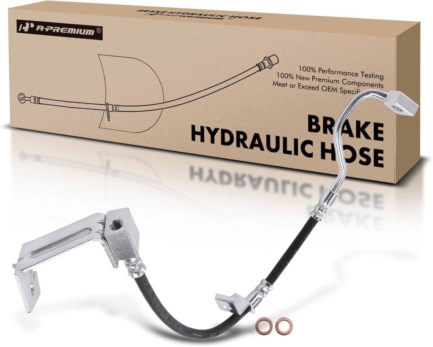 A-Premium Front Driver Brake Hydraulic Hose Compatible with Select Ford Models - Mustang 2005 2006 2007 2008 2009 4.0L, Without Anti-lock Brakes - Replace# 8R3Z2078D, 4R3Z2078BA