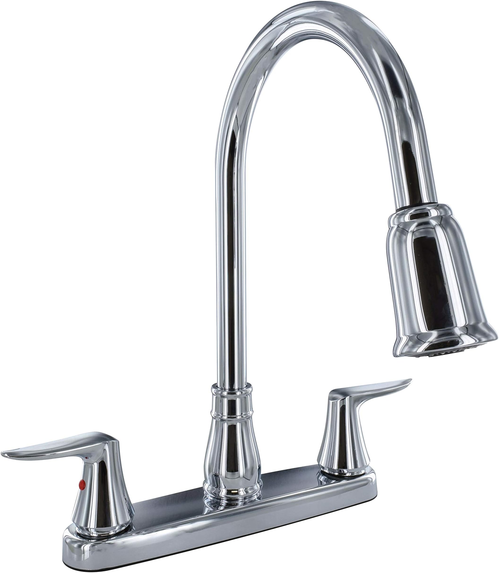 Valterra PF221306 Faucet 8" Deck Chrome Hi-Arc Spout Pull-Down 2-Handle