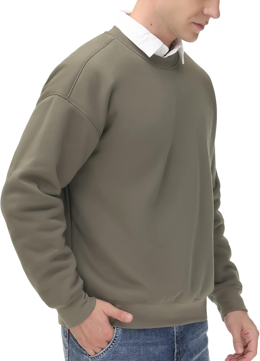 THE GYM PEOPLE Men's Fleece Crewneck Sweatshirt Thick Loose fit Soft Basic Pullover Sweatshirt - Image 8