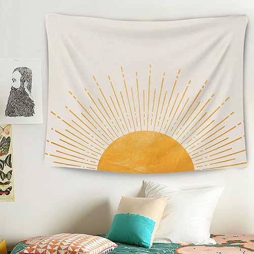 Miniatura 3 de OGILRE Tapiz de sol, bohemio, amanecer, sol, abstracto, para el hogar, niñas, dormitorio, decoración de pared, tapiz para colgar, tapiz bohemio de