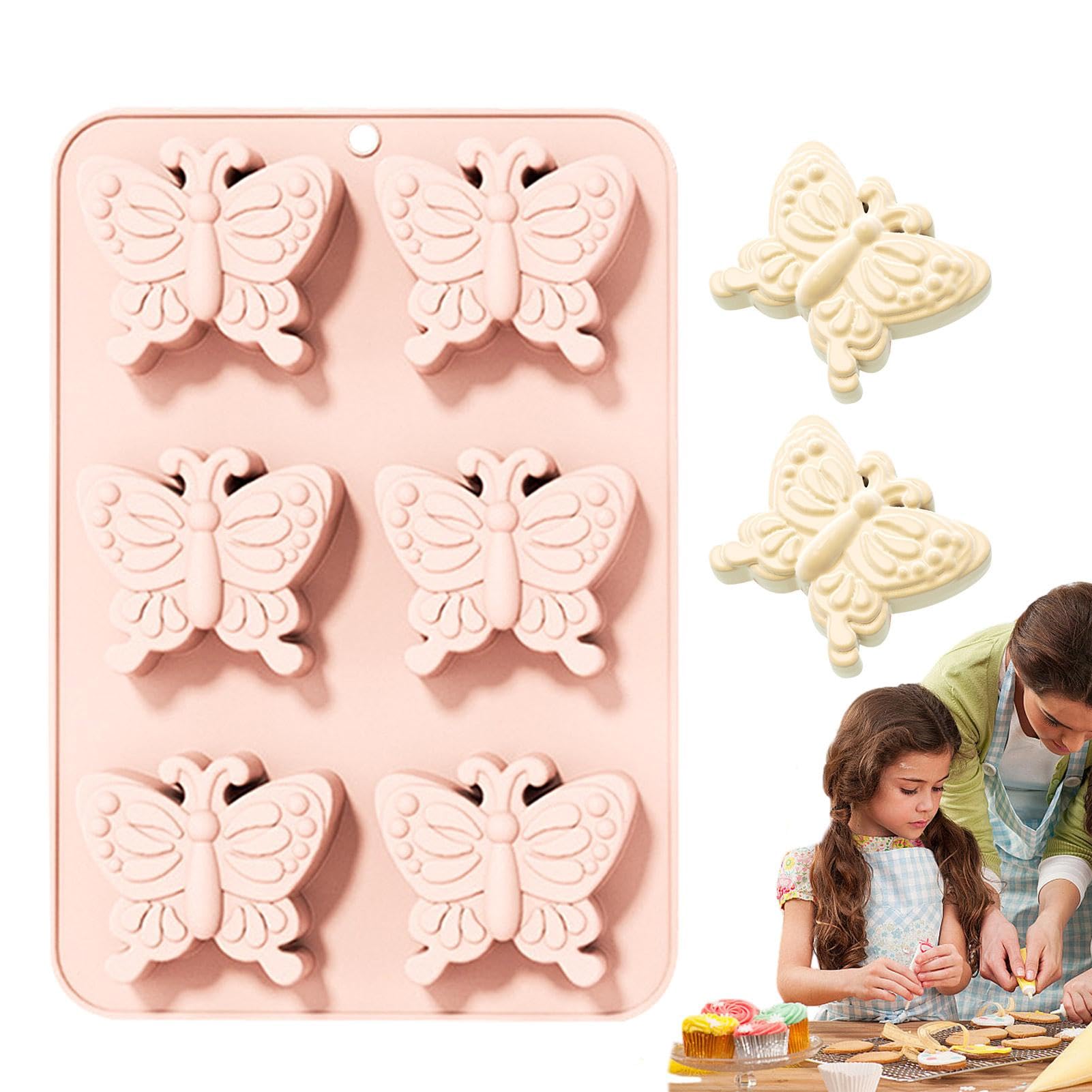 Butterfly Molds | Butterfly Themed Baking Mould - 6-Cavity Silicone Butterfly Chocolate Molds Ice Cube Mold Butterfly Silicone Cake Mold Baking Mould for Chocolate Jelly Pudding