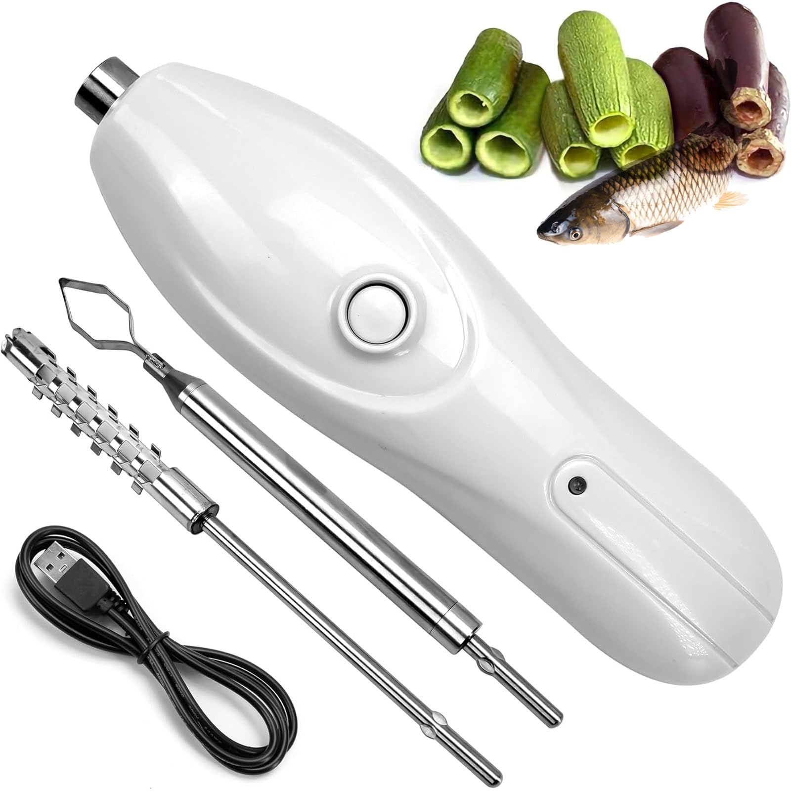 Évideur de courgettes électrique 10W en acier inoxydable avec 2 têtes pour légumes