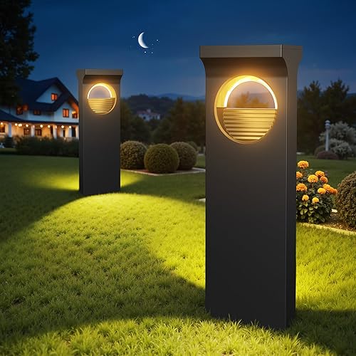 Miniatura 8 de Luces de camino solares para exteriores: paquete de 6 luces solares únicas impermeables al aire libre - patrón de luna brillante, encendido y