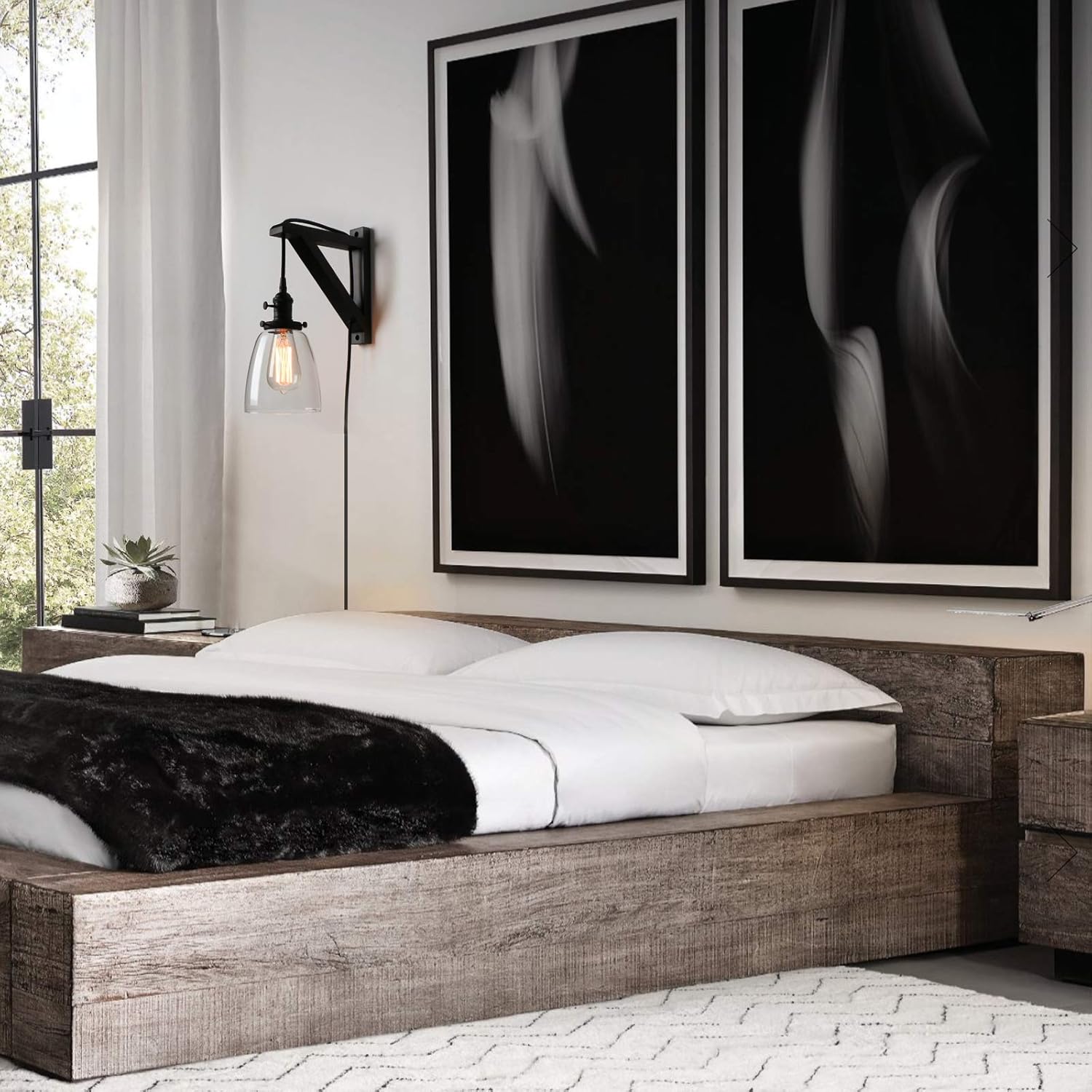 Tесh Dеаlѕ 🔥 Pathson Plug in Wall Light, 1-Light Rustic Wall Sconce with On Off Switch, Industrial Bedside Wall Lamp Fixtures Suitable for Living Room, Bedroom, TV Wall, Hotel (Black)