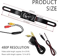 Vista 2 de Cámara de respaldo HD para automóvil con cámara de matrícula de visión nocturna de 8 LED, gran angular de 170°, cámara de visión trasera impermeable