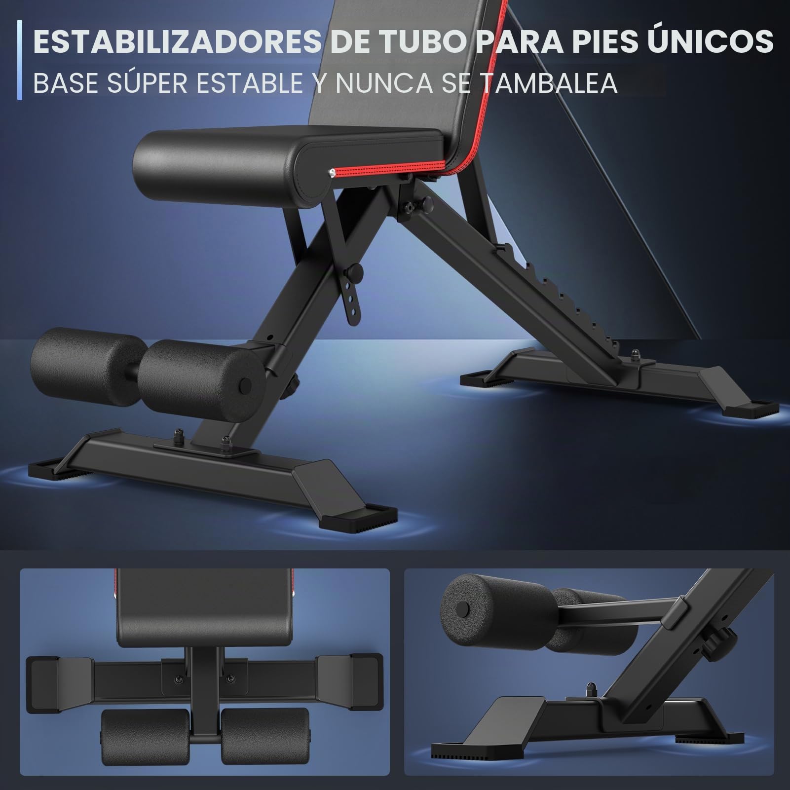 PASYOU Banco de pesas plegable con 9x4x3 posiciones ajustables, banco inclinado multifunción como entrenador de abdomen y espalda para el hogar, carga máxima de 318 kg