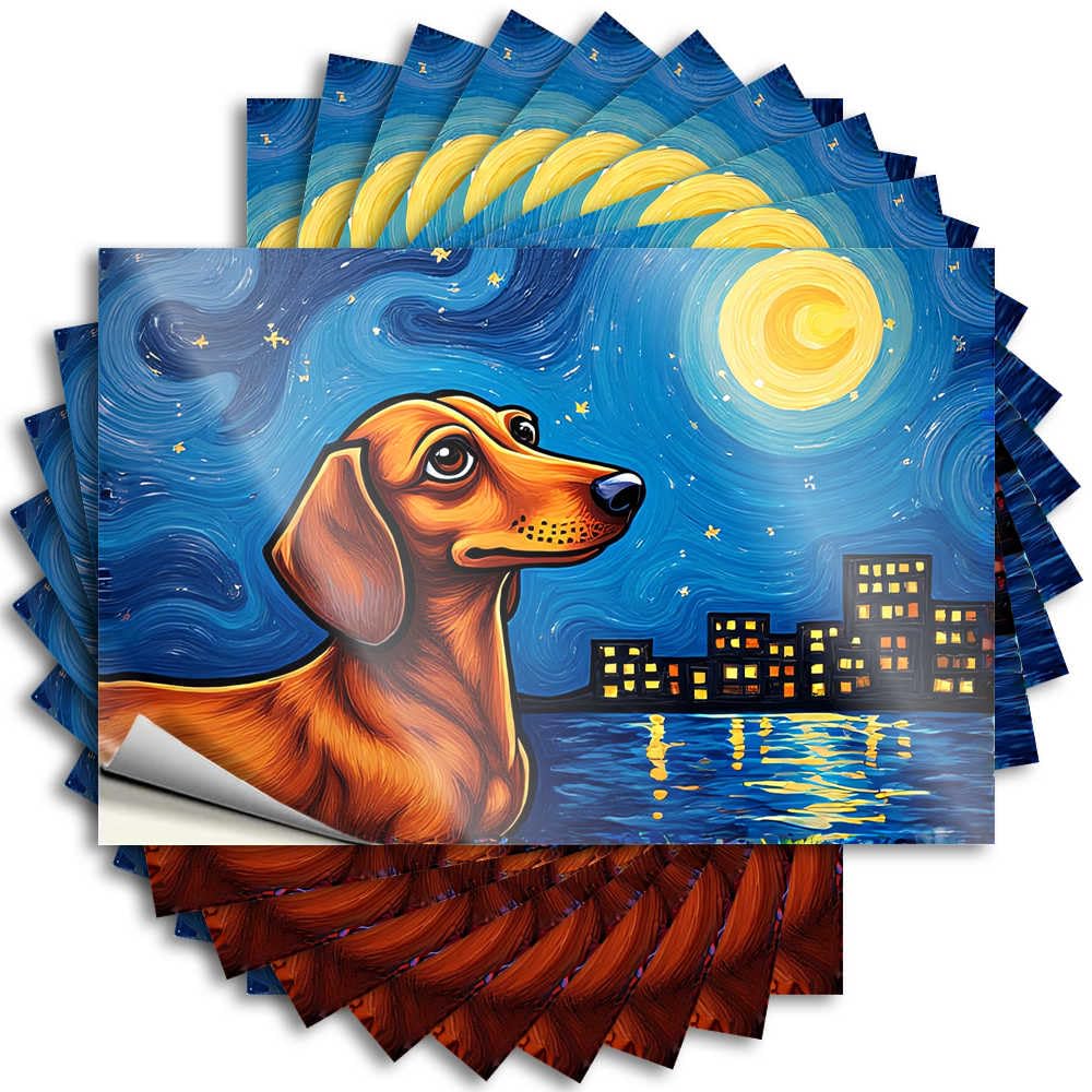 Christmas Tattoos - Unique Christmas Bumper Starry Night with A Dachshund(6X9CM)