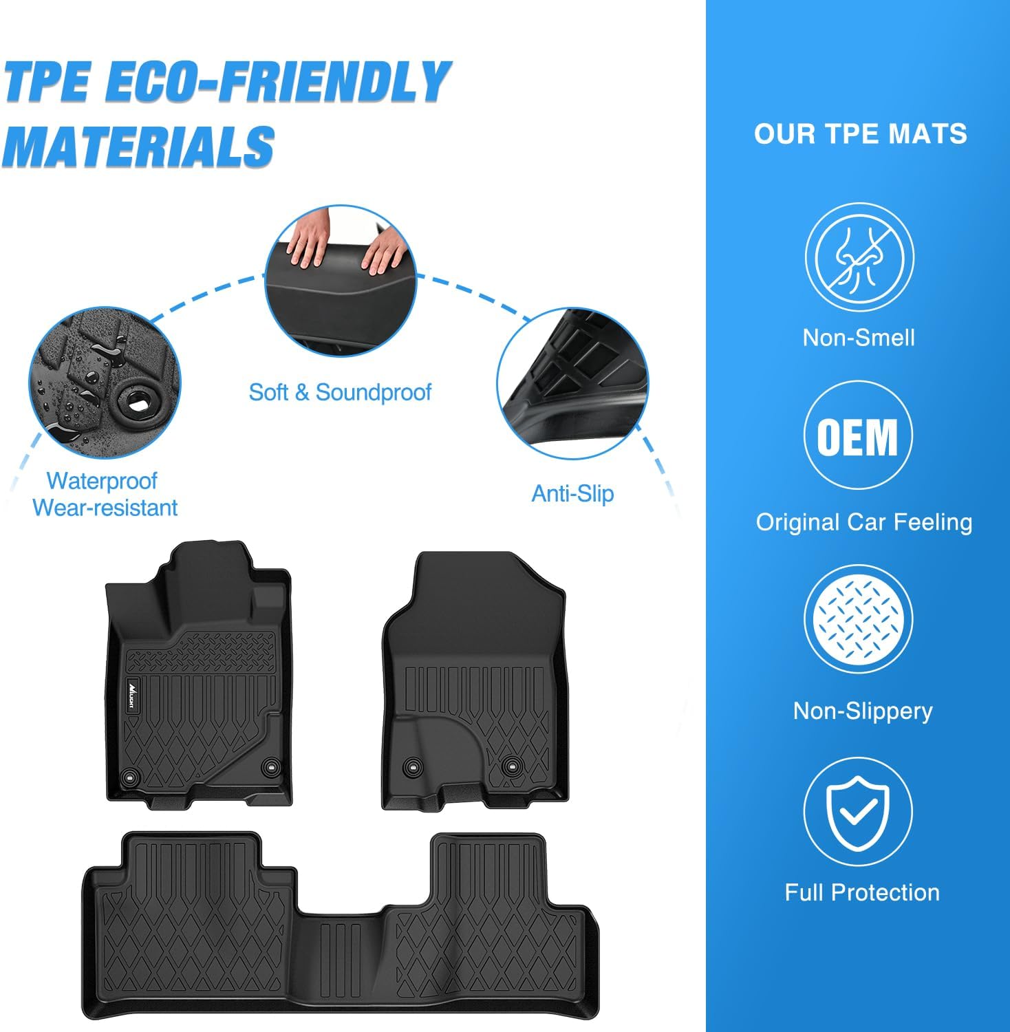 Nilight TPE Floor Mats for Acura RDX 8-Way Power Seats 2013 2014 2015 2016 2017 2018, All Weather Custom Fit Heavy Duty Floor Liners - Image 3