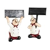 Deco 79 Polystone Chef Decorative Sculpture Kitchen Decorative Figurine Home Decor Statues with Chalkboard Signs, Set of 2 Accent Figurines 5