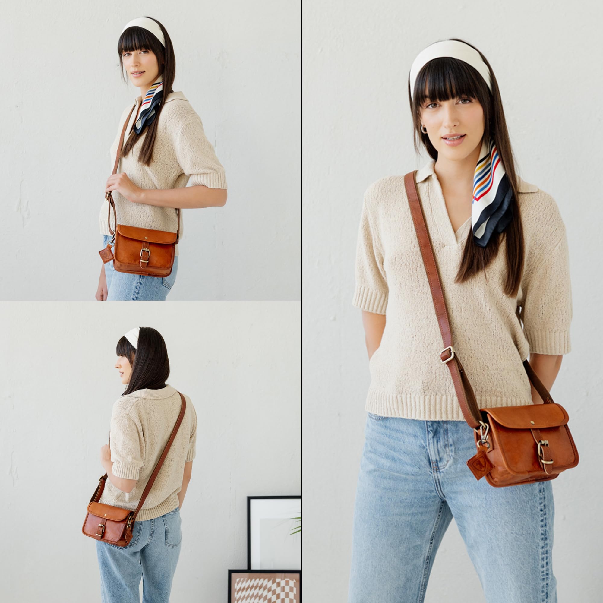 Berliner Bags Umhängetasche Malta Vintage aus Leder für Damen - Braun