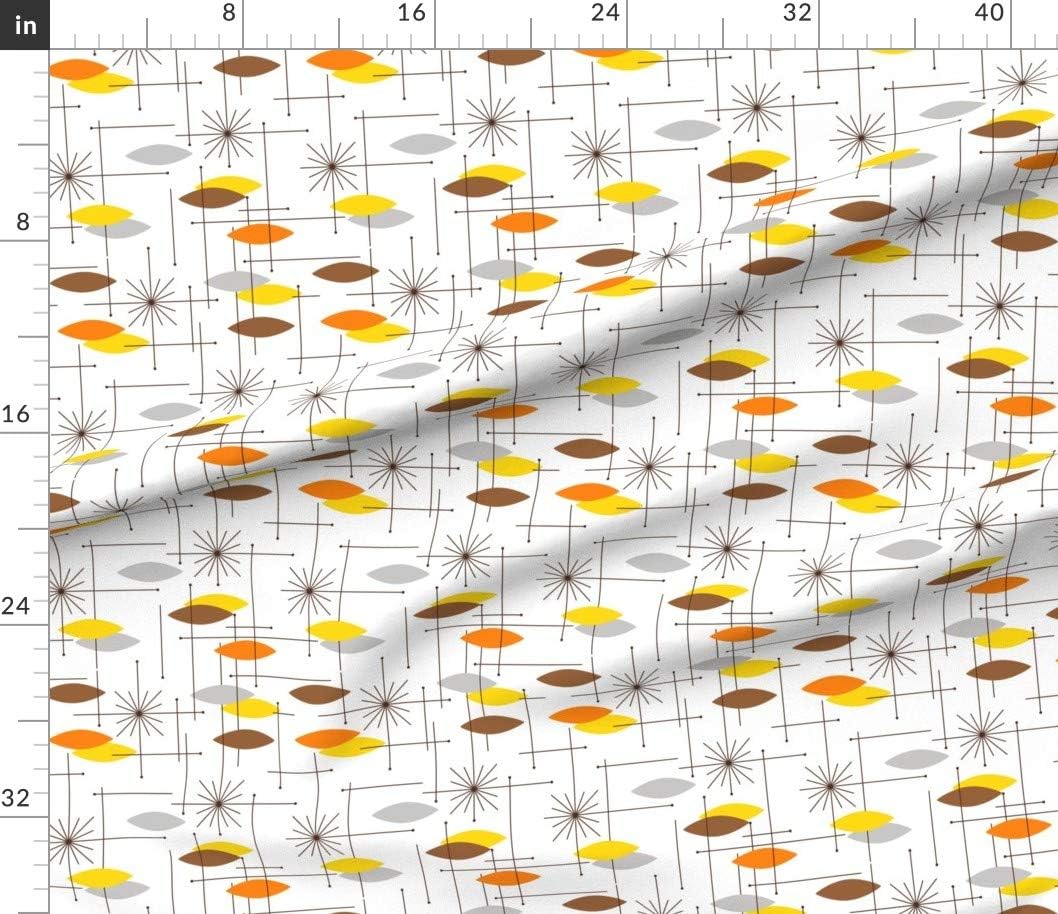 Spoonflower Fabric - Orbs Large Orange Yellow Cool Gray Brown Atomic Modern Mid Century Printed on Petal Signature Cotton Fabric Fat Quarter - Sewing Quilting Apparel Crafts Decor