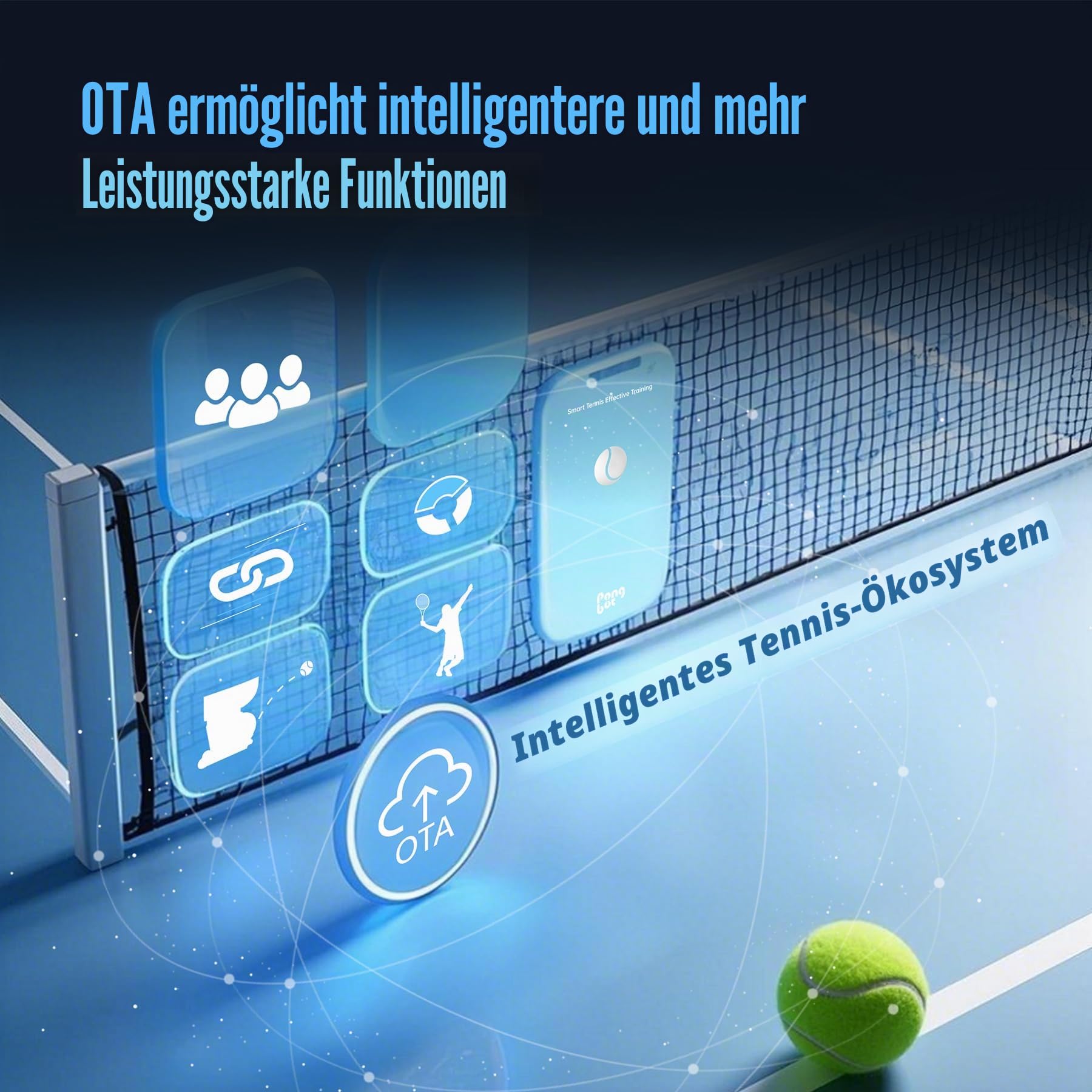 PONGBOT Tennisball-Maschine, App und Fernbedienung, benutzerdefinierte Bohrer, 150 Bälle, max. 80 km/h, 8+ Stunden Ausdauer, Dual-Motor für Topspin und Backspin