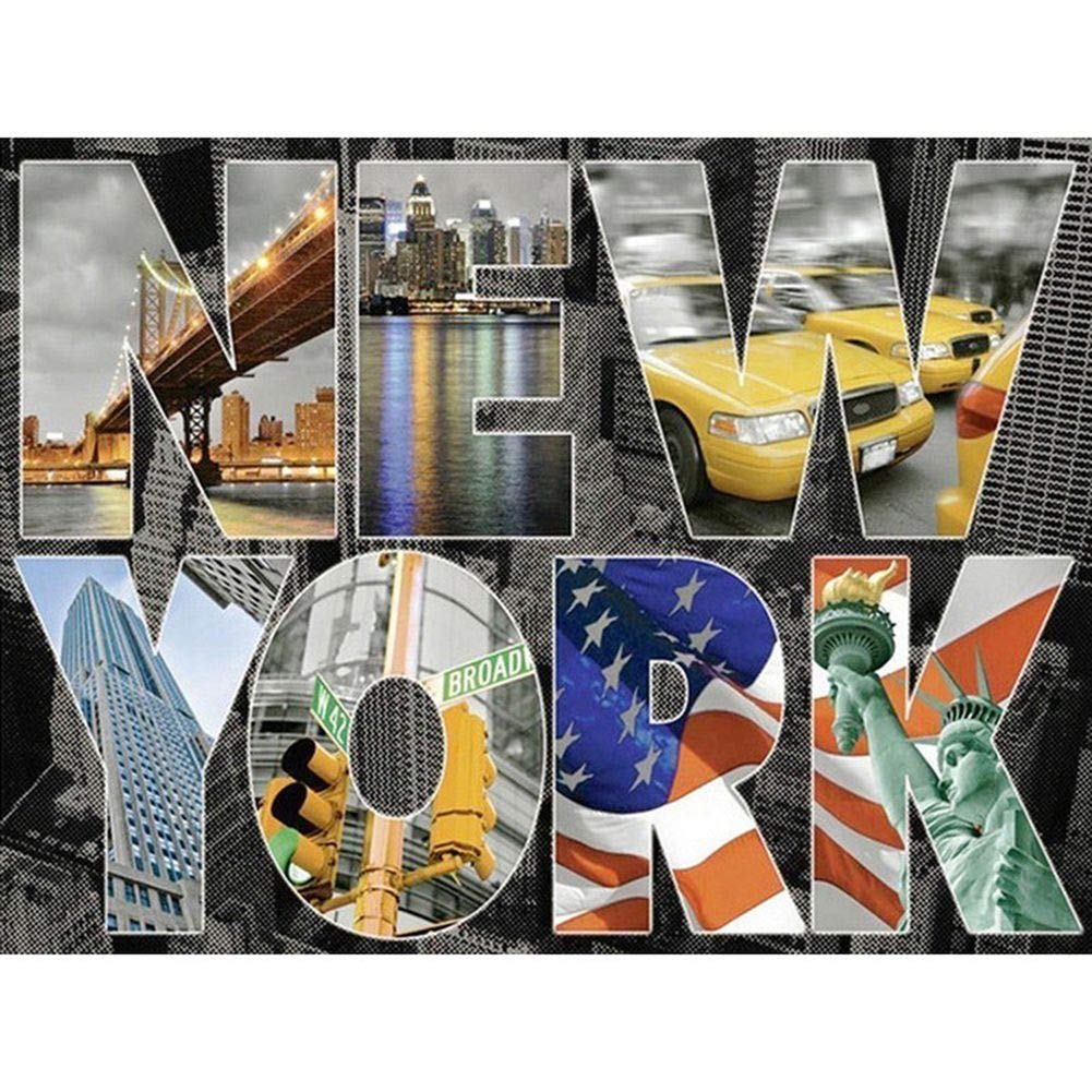 Diamond Painting Kits for Adults,5D DIY Diamond Kits with Full Round Drill Great Decor for Home New York 15.7x11.8in 1 Pack by Megei