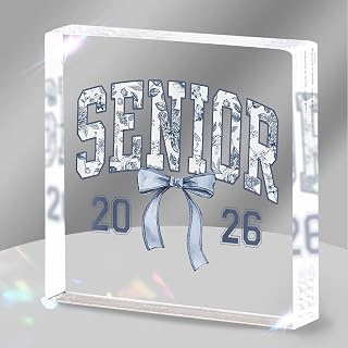 Graduation Gifts 2026,Senior 2026 Elegant Blue Bow Grad Gifts Acrylic Plaque Keepsake,Graduation Decorations Sign,Chic Desk Shelf Display Decor for Bedroom,Graduation Party Gifts for Teen Girls