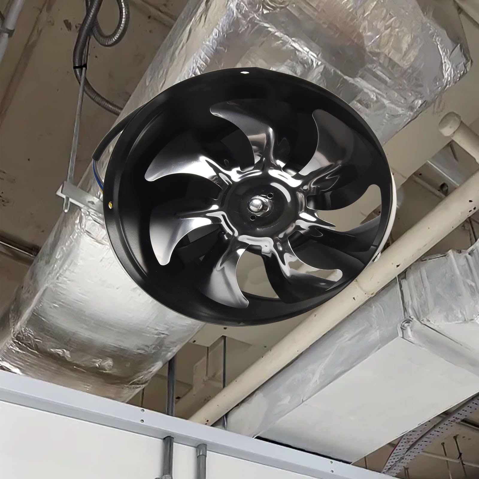 Ventilatore di scarico da 180 mm, 4,0 m³/min, silenzioso, per cucina, bagno, ufficio, adatto per tubi da 180 – 190 mm, 50 W, 220 V, alloggiamento in metallo (colore nero
